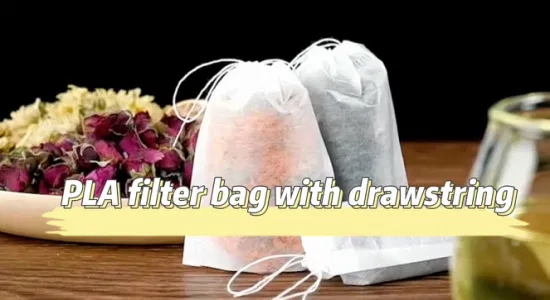 Food Grade Drawstring PLA Corn Fiber Empty Pyramid Shape Tea Bag Packaging